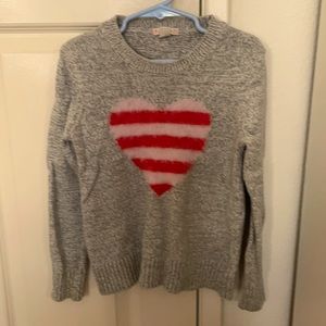 J crew crew cut heart sweater for girls.